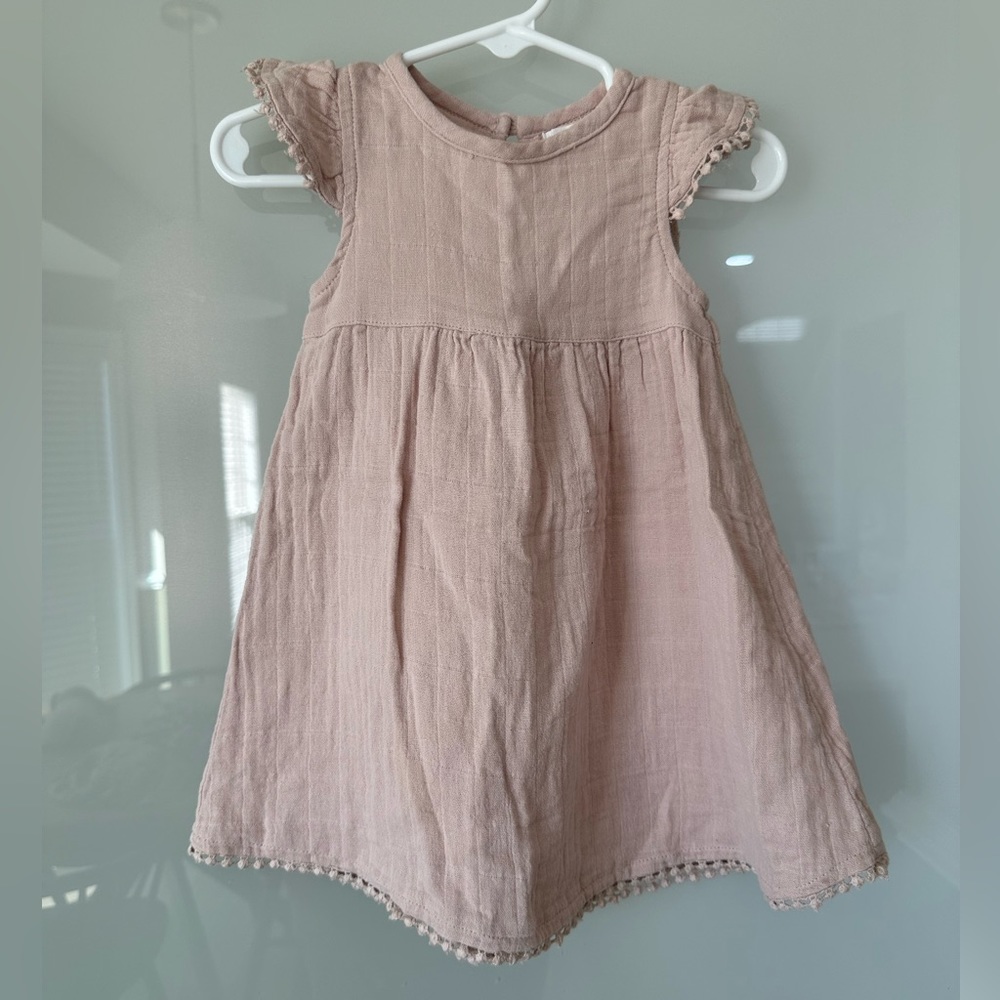 Jamie Kay Organic Cotton Muslin Cap Sleeve Dress Infant 6-12 months Powder Pink
